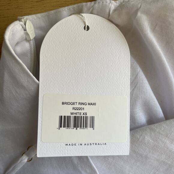 NWT Revolve x Rumer Bridget Ring Maxi Dress White Linen Size Extra Small (Flaw) - Picture 7 of 9
